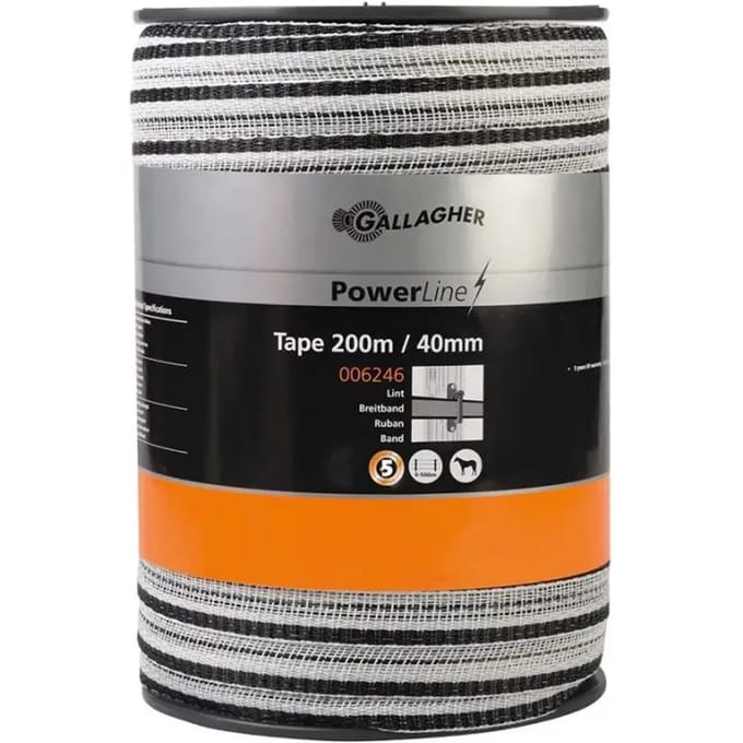 Gallagher PowerLine Lint 40mm wit (200 meter) - Hoog geleidende lintafrastering