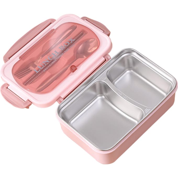 Draagbare lunchbox 304 roestvrij staal lekvrije magnetronverwarming verdeelde voedselcontainers met roze