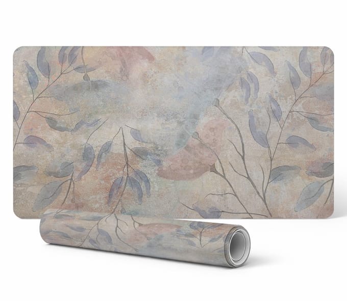 Antislip gaming muismat met delicate bladeren als achtergrond, 90x45 cm