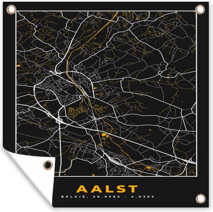Tuindoek Aalst - Goud - Stadskaart - Plattegrond - Kaart - 100x100 cm