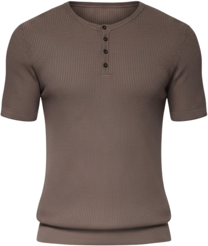 OMBRE T-shirt - Viscose - Korte Mouw - Knopen Asgrijs L