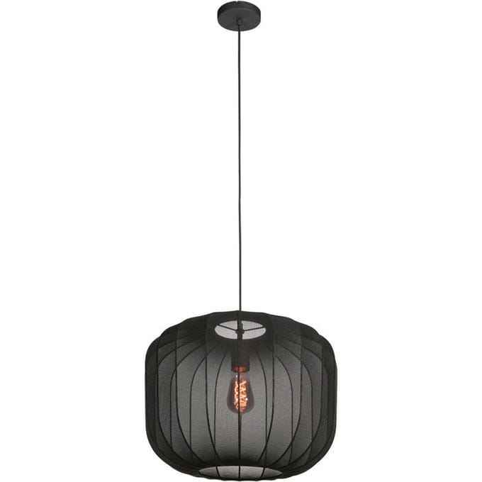 Zwarte Hanglamp Sable 4191ZW - Hoogte instelbaar, Ø 45 cm, van metaal en textiel, merk Anne Light Home, modern design voor binnen gebruik