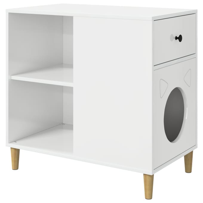 vidaXL Kattenhuis Hoogglans Wit 72 x 42,5 x 70 cm Bewerkt hout