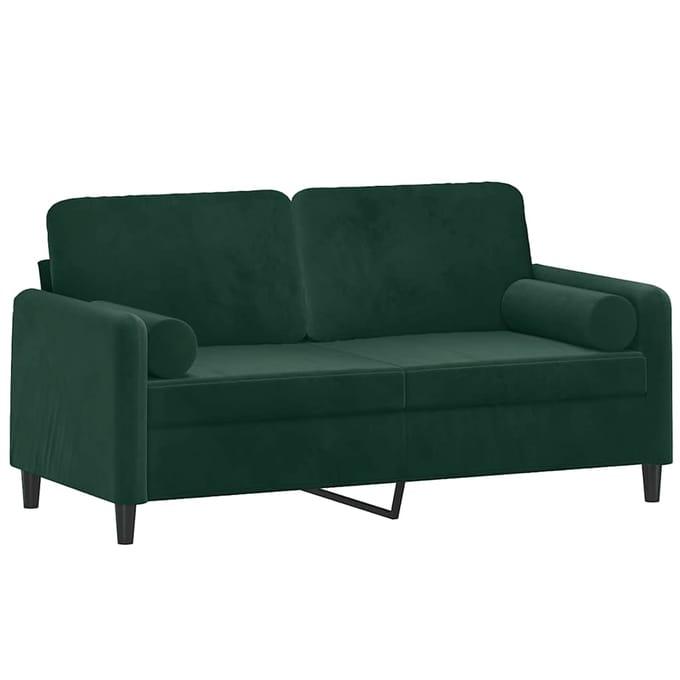 vidaXL - Tweezitsbank - met - sierkussens - 140 - cm - fluweel - donkergroen