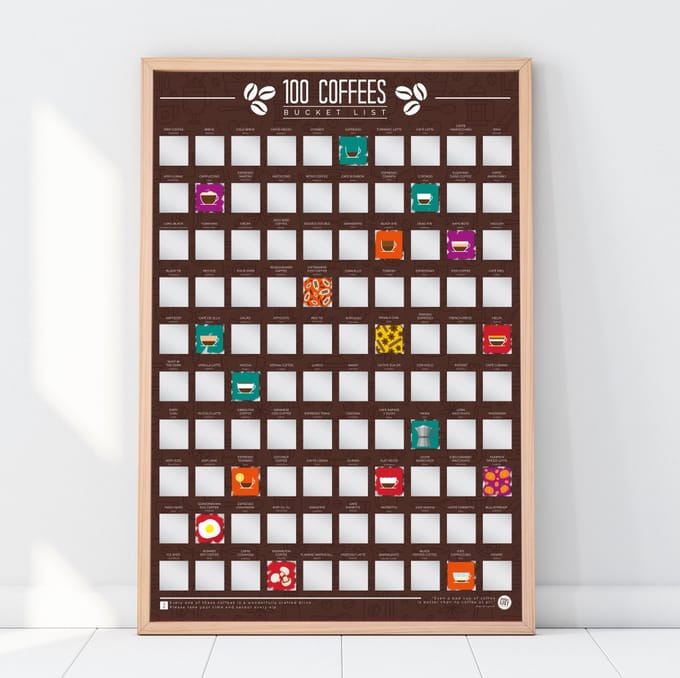 Gift Republic Bucketlist Scratch Poster - 100 Koffie
