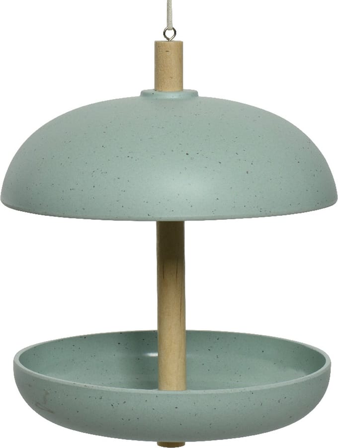 Decoris Vogel voedersilo hangend - bamboe hout - turquoise - 21 x 25 cm