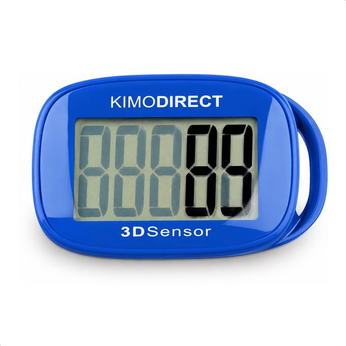 KIMO DIRECT Stappenteller met Clip en Draagkoord - Stappen Tellen - Activity Tracker - 3D Sensor - Groot Scherm - Blauw