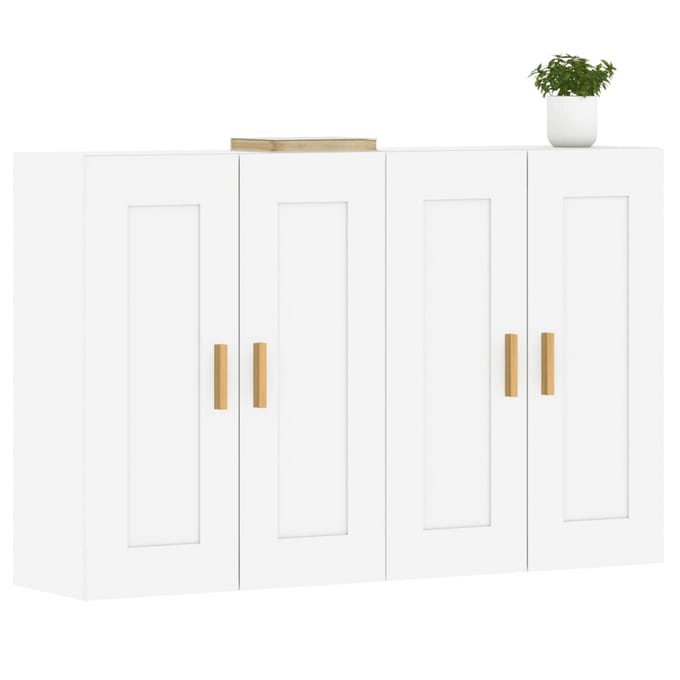 vidaXL - Hangkasten - 2 - st - bewerkt - hout - wit