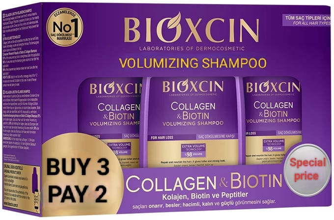 Bioxcin Collageen & Biotine Volume Shampoo 3x300ml - Tegen Haaruitval - Haarverzorging - volume shampoo