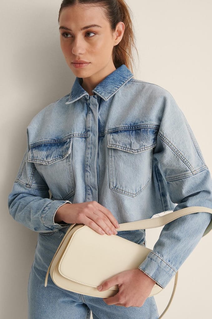 NA-KD Asymmetric Saddle Vrouwen Tas - Offwhite
