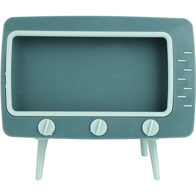 Retro Tissuebox Dispenser Desktop Papieropslag Houder TV Vorm met Mobiele Telefoon Houder gray