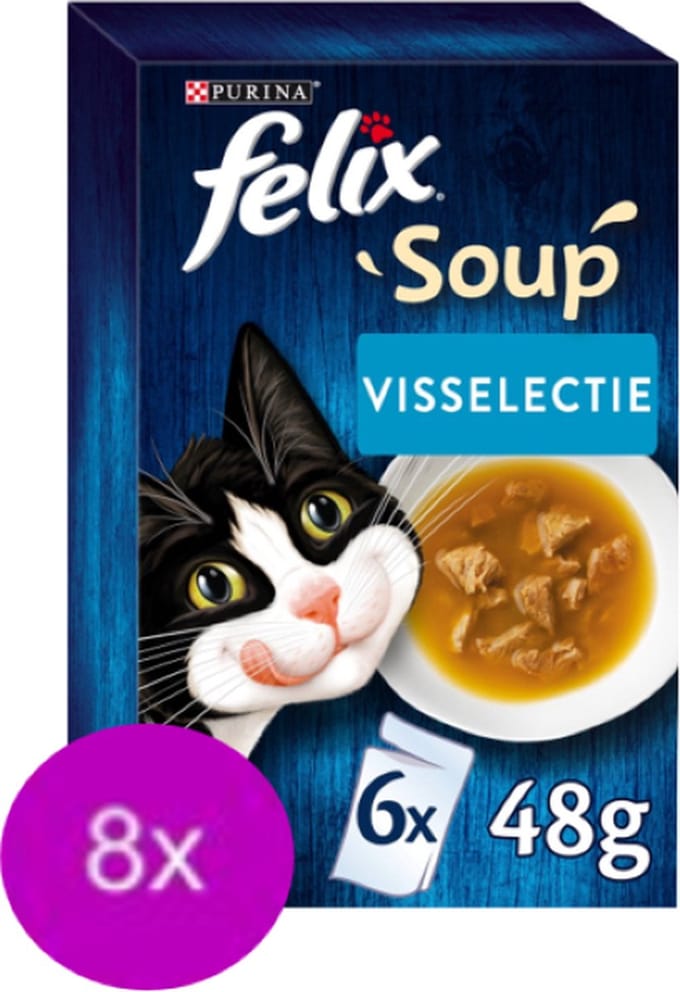 8x Felix - Vis Selectie - Kattensoep - 6x48g