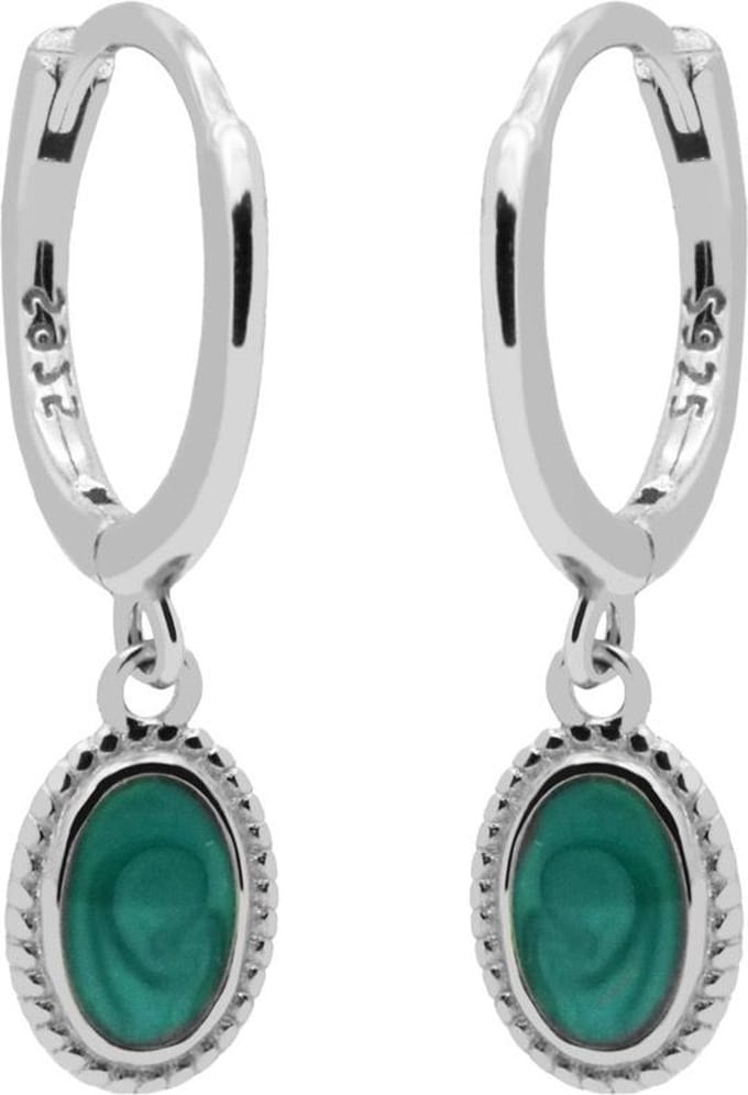 Karma Oorringen Hinged Hoops Vintage Green Zilver