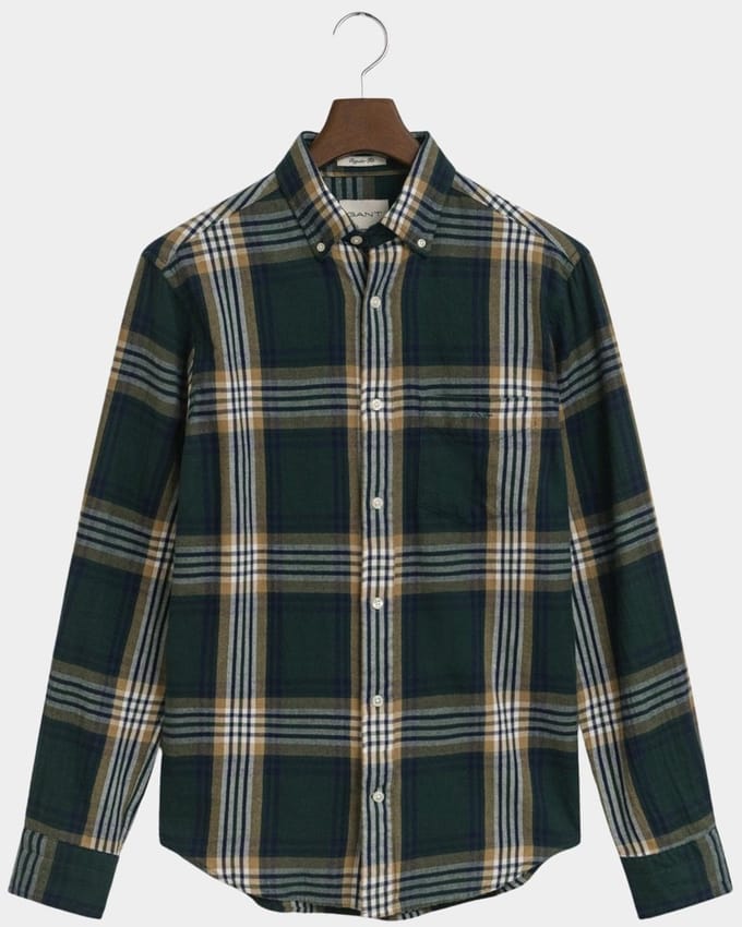Gant Casual hemd lange mouw Groen Reg Windblown Flannel Check S 3250243/374