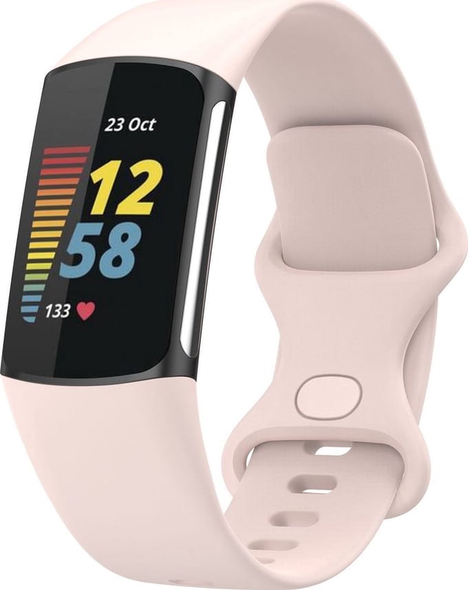 New Age Devi - Roze Siliconen Bandje - Geschikt voor Fitbit Charge 56 - Maat ML