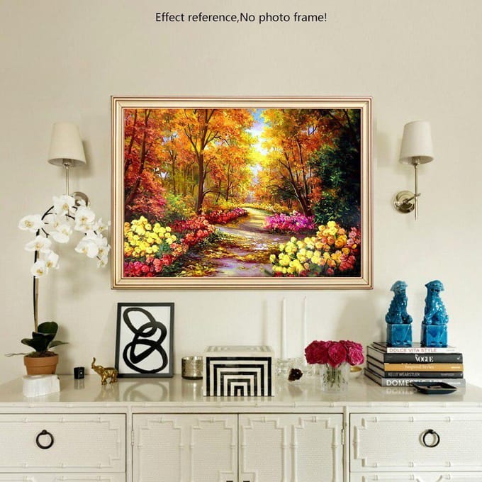 Diamond Painting Volledige Weergave Schilderachtig Landschap Diamant Borduurwerk Volledig Rond Kruissteek 20X30CM brown