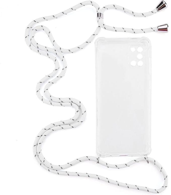 Shop4 - Samsung Galaxy A31 Hoesje - Zachte Back Case met Koord Multi Wit