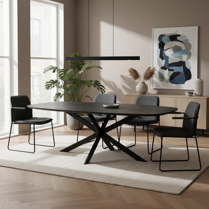 Ovale Eettafel Deens Ovaal Zwart - Zwart - Novihome