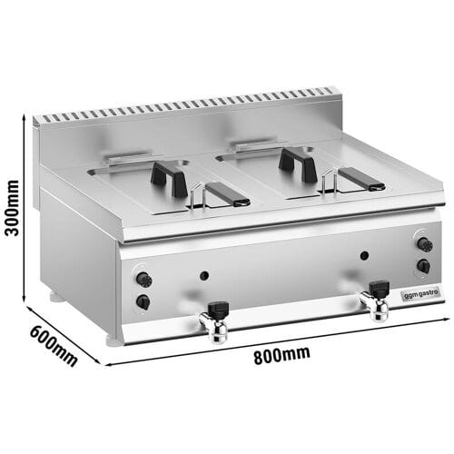 GGM Gastro Gas Doppelfritteuse - 8+8 Liter - 12 kW - mit Ablasshahn