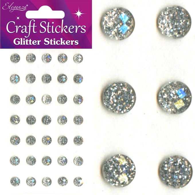 Oaktree - Stickers Glitter Diamantjes Zilver (per vel) 8mm
