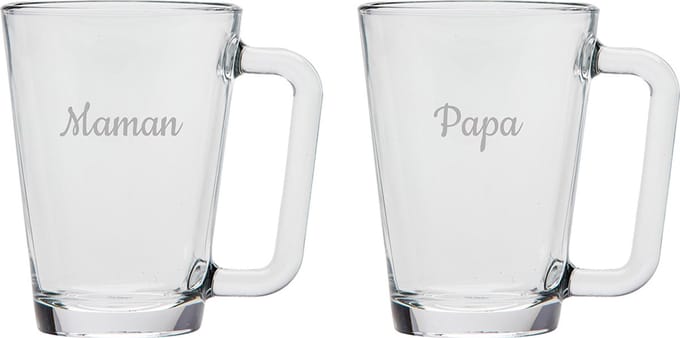 Theeglas gegraveerd - 26cl - Maman & Papa