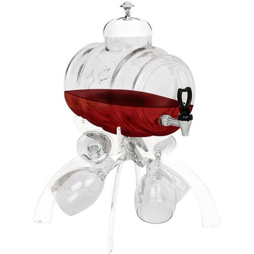 GGM Gastro Weinspender - 4 Liter - Weiß - inkl. 4 Weingläser Wit / Transparant