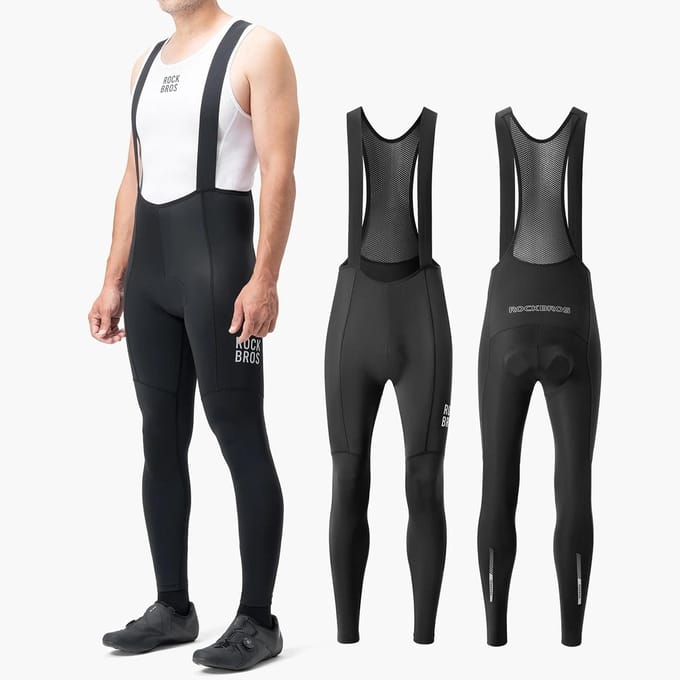 Rockbros 200021 Long Cycling Bib Shorts with Pad Size L - Black