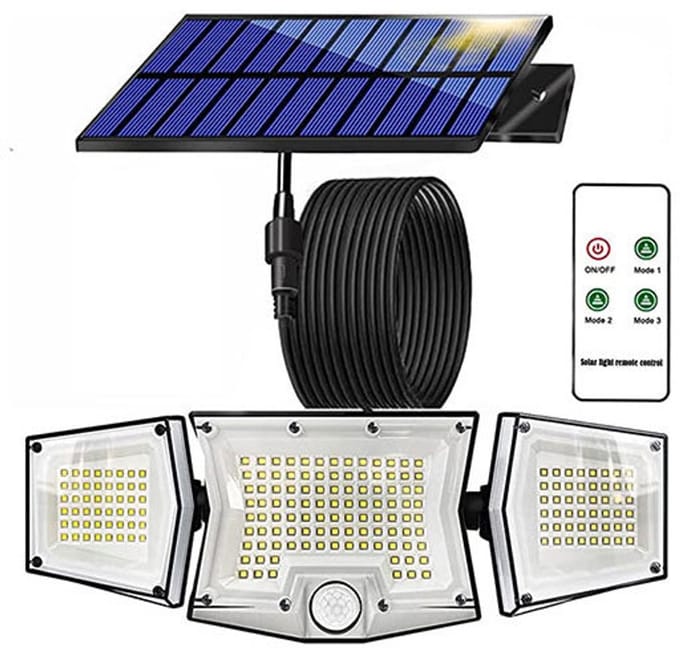 Solar Wandlamp Buiten - Buitenlamp met Bewegingssensor - IP65 Waterdichte Tuinlamp met Afneembaar Zonnepaneel