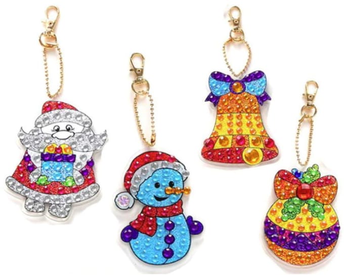 Diamond Painting Sleutelhanger Set Kerst 12 (4 stuks)