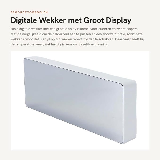 Dailygoods- Digitale Wekker Groot Display - Temperatuurweergave