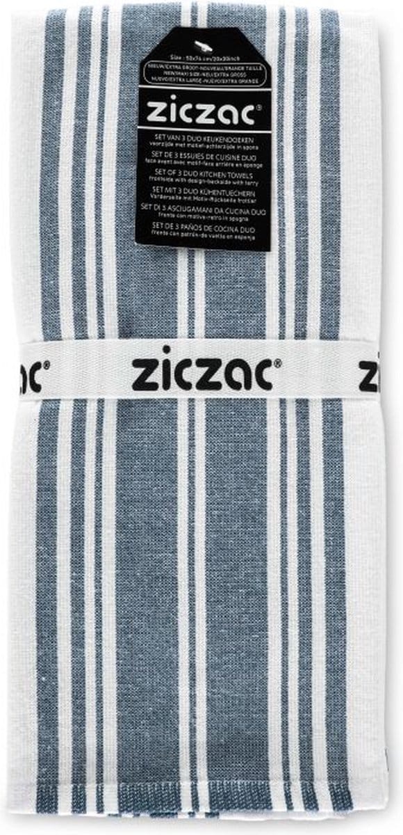 ZICZAC - Theedoek Culinary Duo Stripe - SET/3 - 50x76 cm, blauw