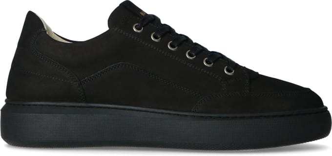 Manfield - Heren - Zwarte nubuck sneakers - Maat 40