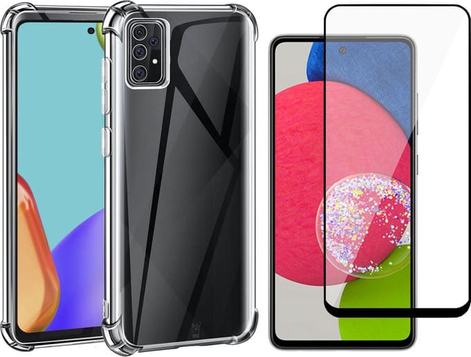 Hoesje geschikt voor Samsung Galaxy A52s Hoesje en Screenprotector - Shock Proof Case - Transparant