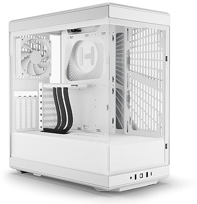 Moderne panoramische mid-tower ATX gaming case met gehard glas en PCIE 4.0 Riser kabel - Sneeuwwit