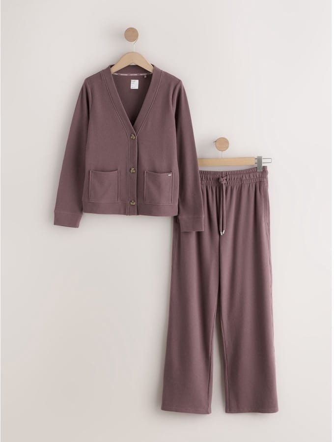 Next - Dames - Comfortabel loungevest van wafelstof - Bruin