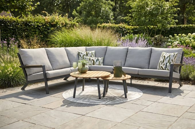 Santos/Mindo loungeset - Antraciet/Teak