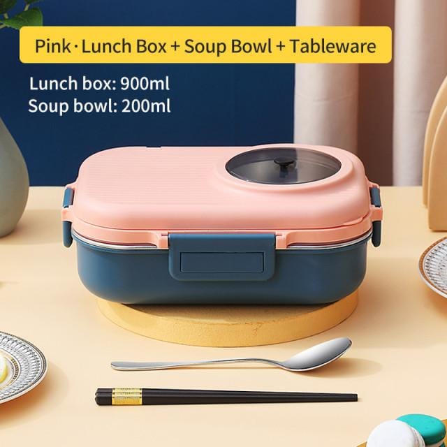 304 RVS Lunchbox Voor Kinderen Verwijderbare Voedselcontainer Doos Met Soepcontainer Draagbare Lunchbox Schoolkind roze