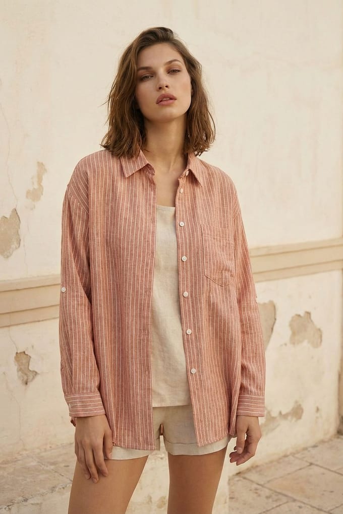 Oversized gestreepte blouse met knopen