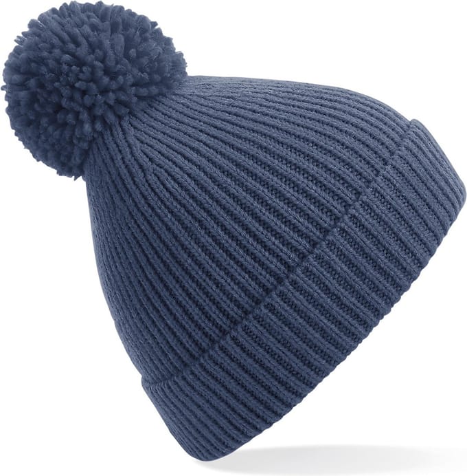 Result Wintermuts - blauw - met pompom - gebreid - voor volwassenen