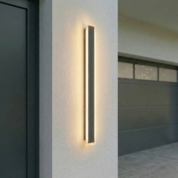 Lucande LED buiten wandlamp Ilora, zwart, 100 cm, CCT, IP65