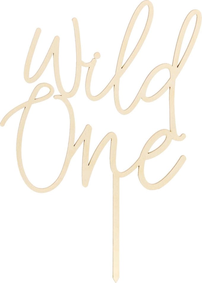 PartyDeco Houten Cake Topper Wild One 22cm