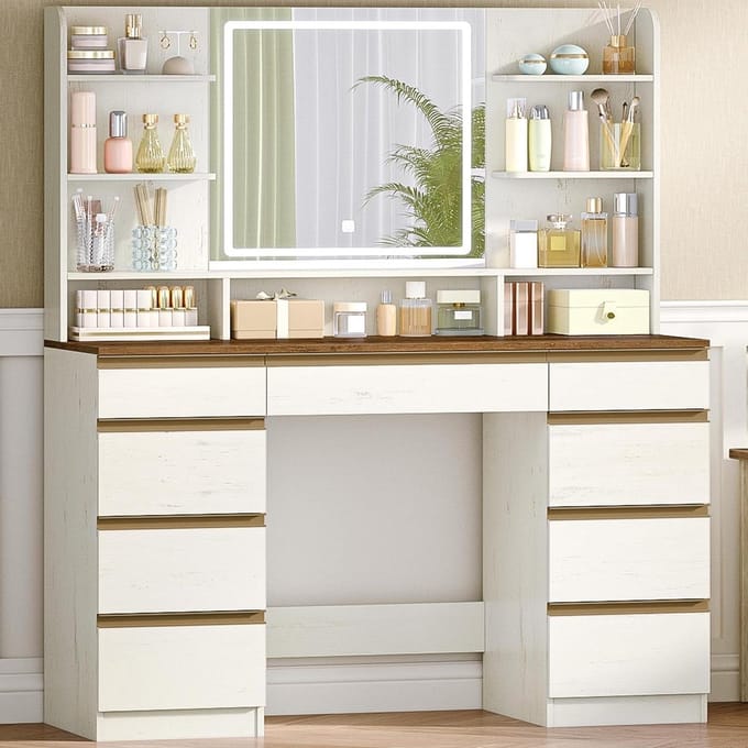 Make Up Tafel met Spiegel - Kaptafel voor Meisjes - Hollywood Spiegel met Verlichting - orbit