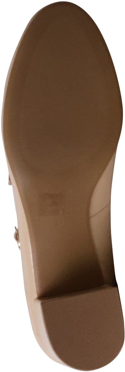 Leren ballerina's met hak, kleur Pivoine