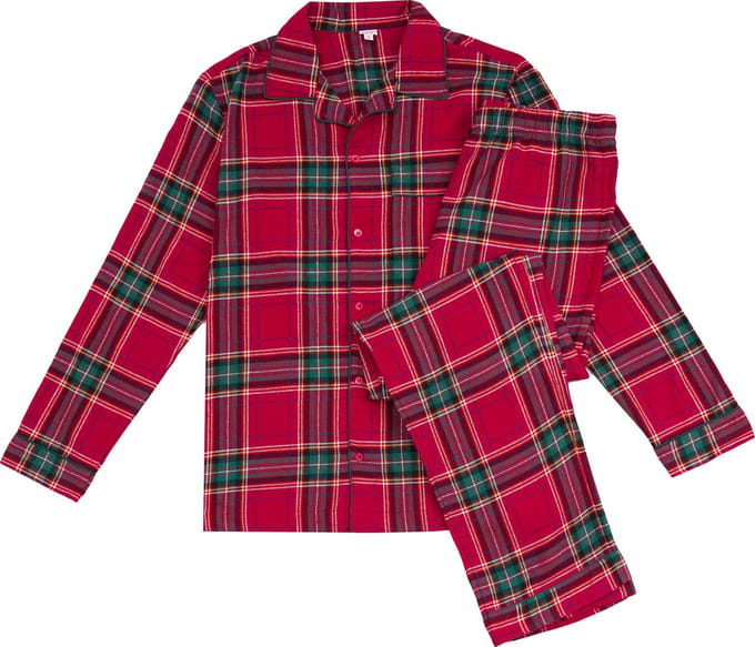La-V Flanel pyjama set voor dames met geruit patroon Rood XL