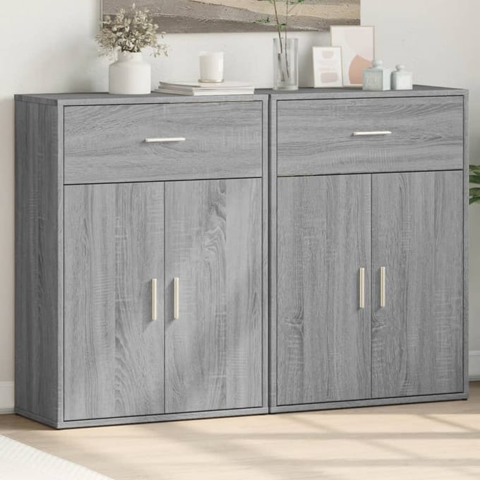 vidaXL - Dressoirs - 2 - st - 60x30x84 - cm - bewerkt - hout - grijs - sonoma - eikenkleur