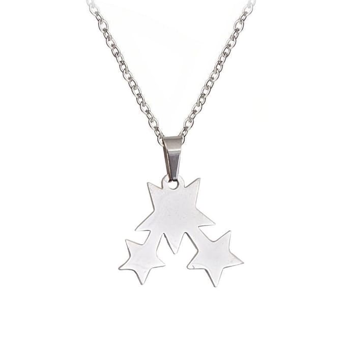 Fako Bijoux® - Ketting - Stainless Steel - Sterretjes Trio - Zilverkleurig