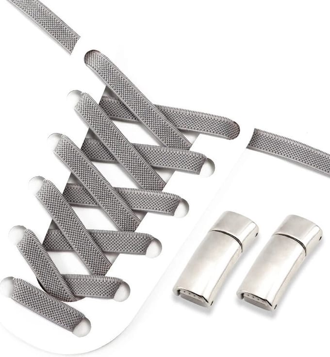 DrPhone LaceTech - Premium Veters met Magnetische sluiting - Geschikt voor o.a. sneakers - Grijs