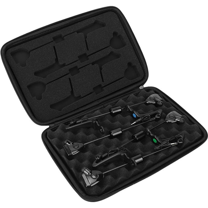 4 stuks Plastic Vissen Beetmelder Hangers Swinger Ketting Indicator Geluid & Licht Alert Vis black