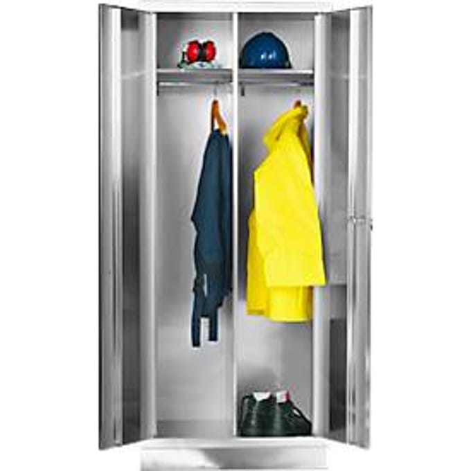 Locker - RVS - B 800 x D 500 x H 1850 mm - met hoedenplank en kledingstang - met poten - RVS