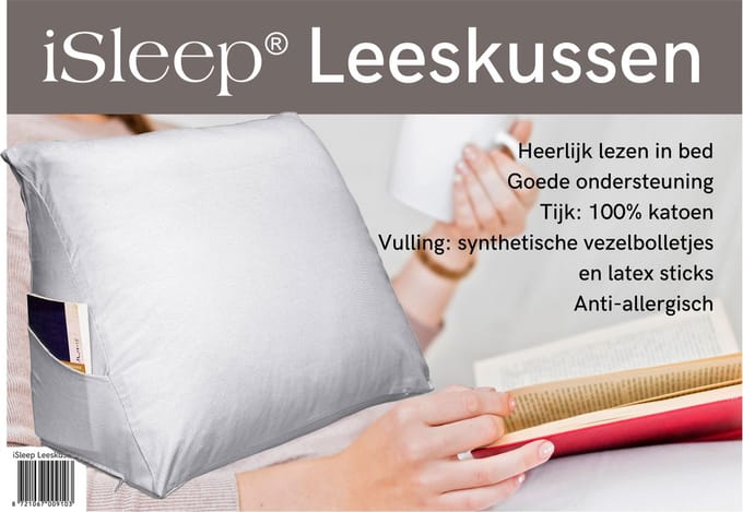 iSleep Leeskussen - Zitkussen - Leeskussen voor bed en bank - Inclusief Kussensloop - Wit